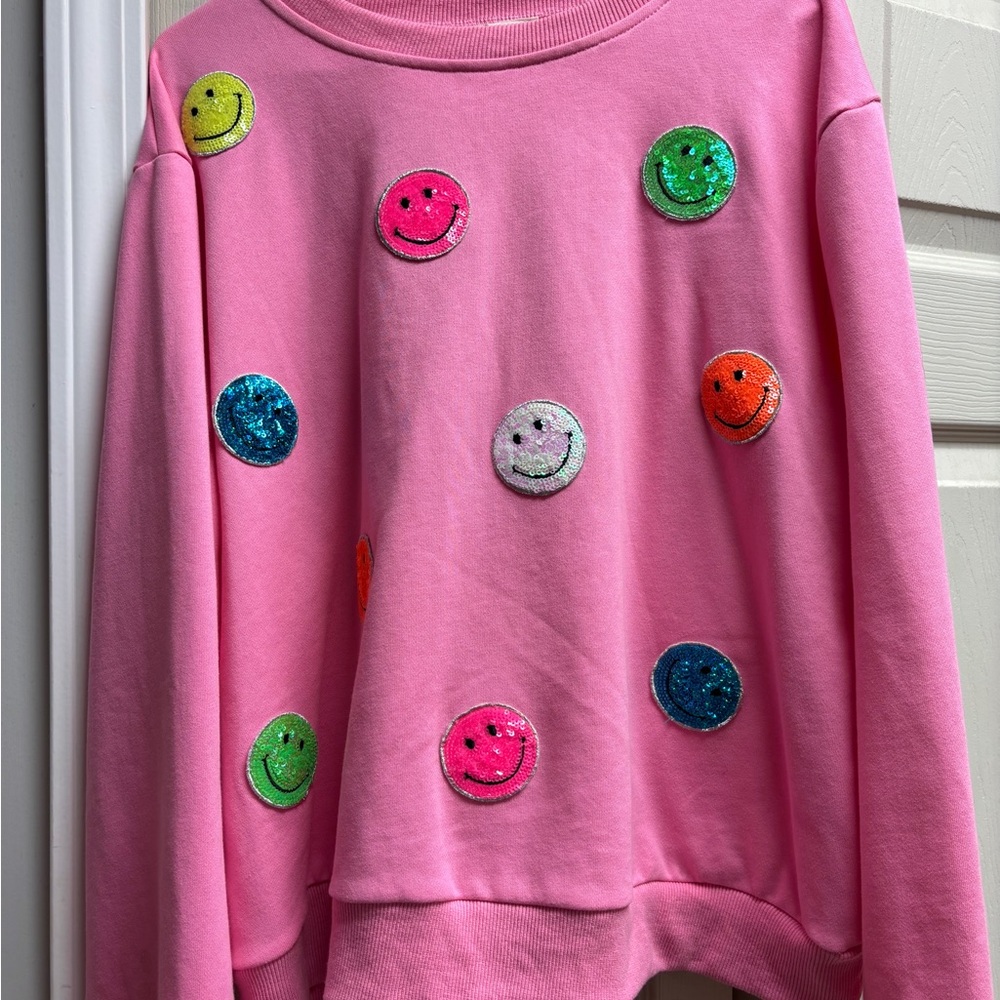 Pink Smiley Face Sweater